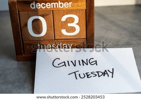 Giving Tuesday marked on a calendar on Tuesday, December 3, 2024. Giving Tuesday is a global movement unleashing the power of radical generosity