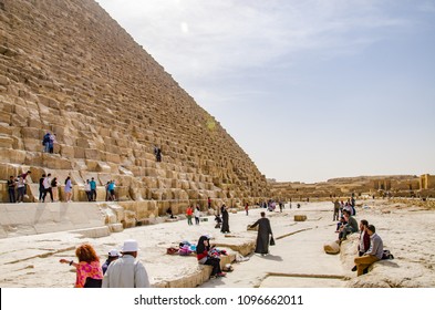 Giza, Cairo, Egypt - April 2018. Cheope Pyramid.