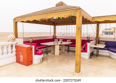 Giza, Cairo, Egypt. February 16, 2022. Outside Seating At A Fast Food Restaurant In Giza, Egypt.