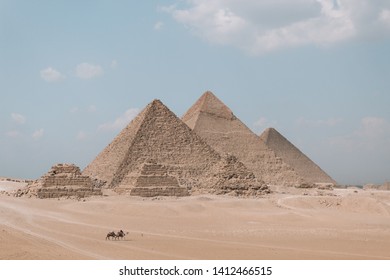 Giza Plateau With 6 Pyramids In Cairo, Egypt