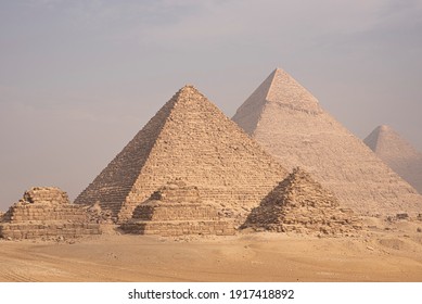 Giza Pyramids And Sphinx In Cairo Egypt Ancient Egyptian Civilization Landmark