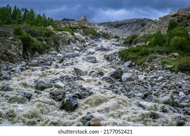 A glacial lake outburst flood (GLOF)