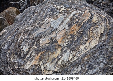 Glacial Rock Structures On The Way To Fox Glacier In New Zealand