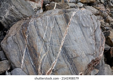 Glacial Rock Structures On The Way To Fox Glacier In New Zealand