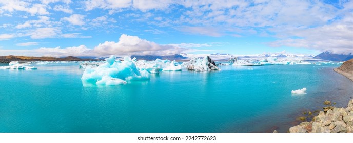 The Glacier Lagoon Jökulsarlon in Iceland - Vatnajoekull glacier in Iceland deep blue ice - Powered by Shutterstock