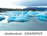 Jökulsárlón Glacier Lagoon Landscape with blue ice in Iceland