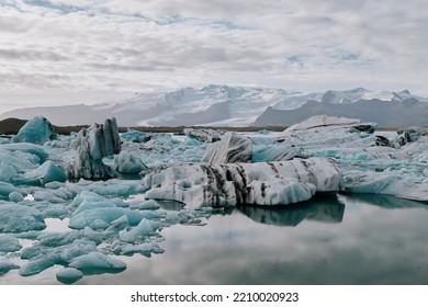 Jökulsárlón Glacier Lagoon On The Cloudy Day In Iceland