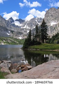 Glacier lake in the mountains