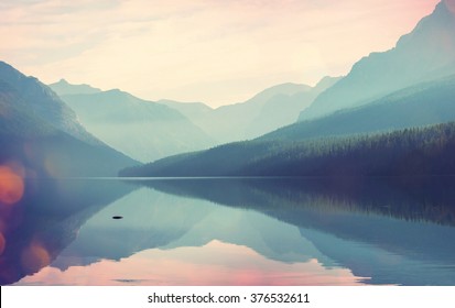 Glacier National Park, Montana, USA. Instagram filter. - Shutterstock ID 376532611