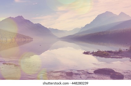 Glacier National Park, Montana, USA. Instagram filter. - Shutterstock ID 448280239
