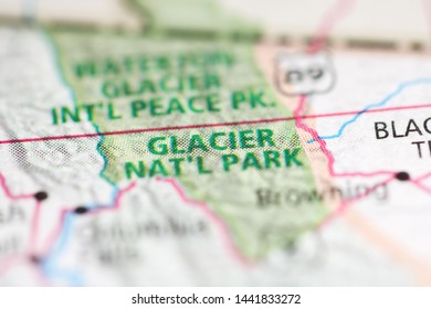 Glacier National Park On A Geographical Map Of USA