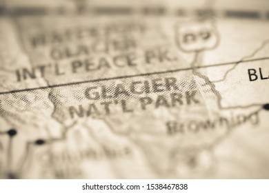 Glacier National Park On A Geographical Map Of USA