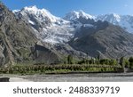 glacier on moutain with pasing brigh