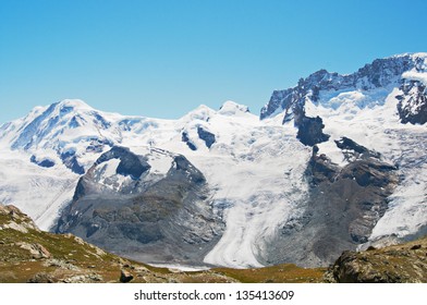 the glacier slipping from mountains