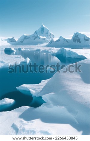 Glaciers and the icebergs of Antarctica from the very south of the Earth.