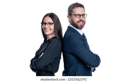 glad businesspeople in studio. couple of businesspeople in formalwear. photo of businesspeople - Shutterstock ID 2315562193