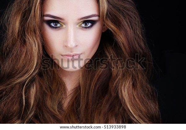 Glamorous Woman Long Permed Hair Smokey Stock Photo Edit Now