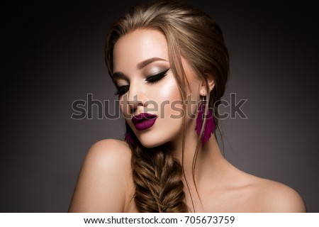 Glamour Portrait Beautiful Girl Model Makeup Stock Photo 
