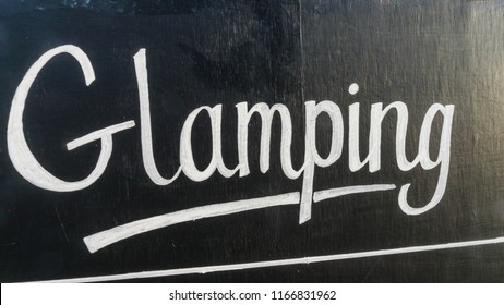 Glamping Sign At A Campsite In South Wales UK