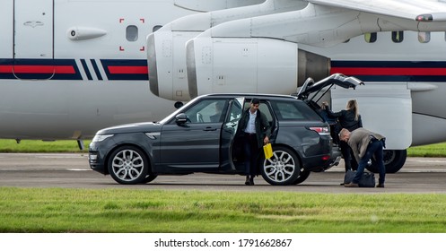 Glasgow Airport, Scotland - 7th August 2020: British Chancellor Of The Exchequer Rishi Sunak About To Board His RAF Flight Back To London. 