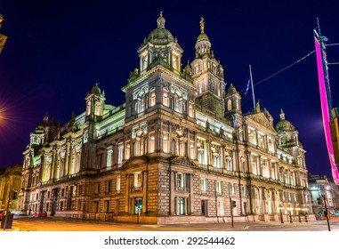 Glasgow City Chambers At Night - Scotland
