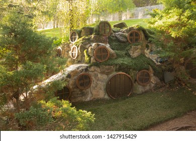 Glasgow, Scotland - 04 May 2019: Glasgow, Scotland - 04 May 2019: Fairy Garden In Pollok Country Park A Miniature Hobbit Land, Amazing Attraction For Whole Family