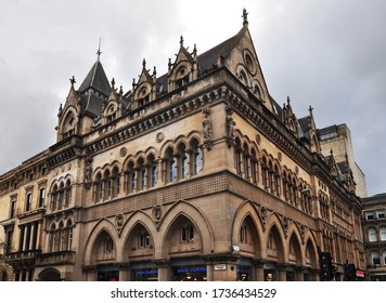 Glasgow/ Scotland - 04/20/2018: The Old Scottish Stock Exchange At Buchanan Street And Nelson Mandela Place