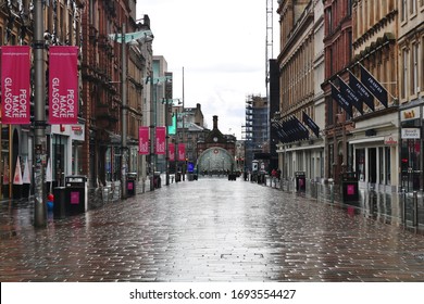 Glasgow / Scotland - April 04 2020: Glasgow Buchanan Street Empty During Coronavirus Covid 19 Lockdown
