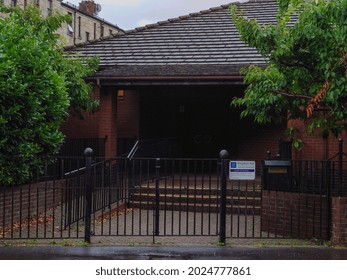 Glasgow, Scotland - August 11th 2021: The Gated Entrance To A Jehovah's  Witness Building