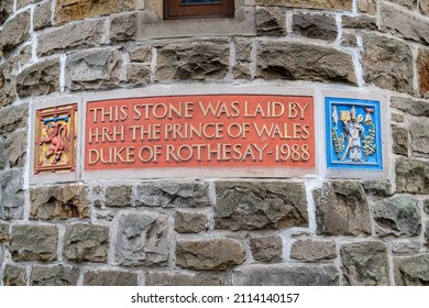 Glasgow, Scotland - Jan 13 2022; St Mungo Museum Of Religious Life And Art Building Dedication Plaque 1988