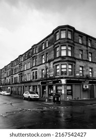 Glasgow, Scotland - June 14th 2022: A Small Convenience Store On The Corner Of A City Street.