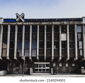 Glasgow, Scotland - March 29th 2022: The Brutalist Exterior Of The Scottish Ambulance Service Headquarters.