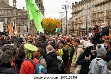 Glasgow, Scotland - November 05 2021: Protestors Gather At George Square For COP26 Climate Crisis Protest