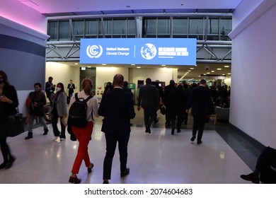 Glasgow, Scotland - November 7 2021: The United Nations Climate Change Conference UK 2021 hosted participants from across the world following sessions in person and virtually