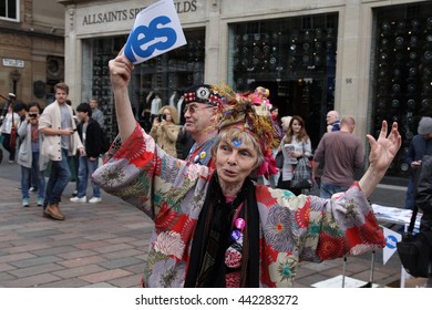 GLASGOW, SCOTLAND - OCTOBER 16, 2014: Independence Supporter At Buchanan Street During Scottish Independence Referendum.