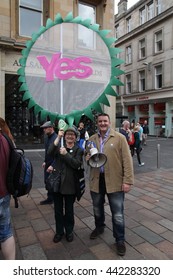 GLASGOW, SCOTLAND - OCTOBER 16, 2014: Independence Supporters At Buchanan Street During Scottish Independence Referendum.