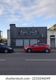 Glasgow, Scotland - October 5th 2022: The Exterior Of The Dark Crow Tattoo Studio.