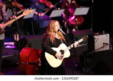 GLASGOW, SCOTLAND, UK : 29 JANUARY 2019 : Grammy Nominated Nashville Singer Songwriter Gretchen Peters Plays Live With Southern Fried String Quartet During Celtic Connections At Kings Theatre, Glasgow