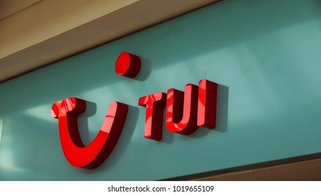 Glasgow, Scotland, UK; February 1st 2018: The TUI Shop Sign.