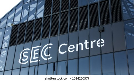 Glasgow, Scotland, UK; January 20th 2018: Entrance To The SEC Centre At Pacific Quay.