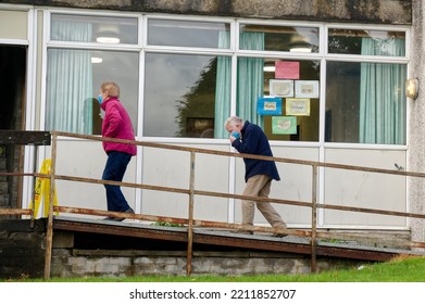 Glasgow, Scotland, UK, October 8th 2022, People Arriving At Covid 19 Vaccination Centre At Start Of Roll Out For The 3rd Jab