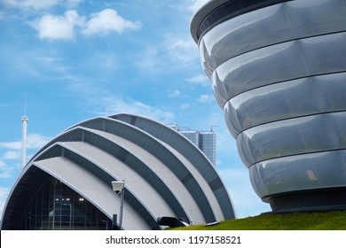 Glasgow, Scotland, UK - Sept 25. 2018 : View Of SEC Armadillo Centre And SSE Hydro Arena