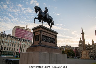 Glasgow / UK 9-23-2018 Glasgow. Albert Prince Consort Statue In George Square