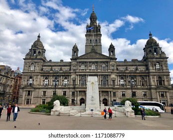 GLASGOW, UK - AUGUST 31, 2018: Glasgow City Chambers, The Local Government Offices, In George Square, Glasgow, Scotland, UK.