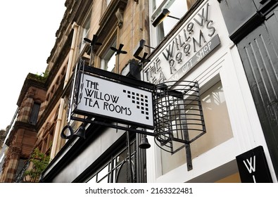 Glasgow, UK - June 01 2022: Willow Tea Rooms Sign In Glasgow, UK