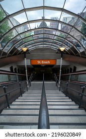 GLASGOW, UK - JUNE, 2022: St. Enoch Subway Station Entrance.