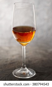 Glass Of Amontilliado Sherry On A Wooden Plank