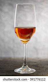 Glass Of Amontilliado Sherry On A Wooden Plank