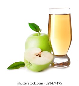 Glass Of Apple Juice Isolated On White