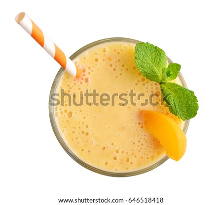 Similar – Image, Stock Photo Orange milkshake isolated on a purple background. Milkshake glass in bright light